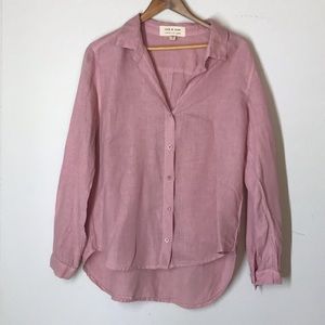 Cloth & Stone 100%  linen button down shirt pink size M Lagenlook summer beach